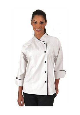 Filipina para Uniforme Chef Dama, con biés negro confeccionada con Gabardina London 100% algodón